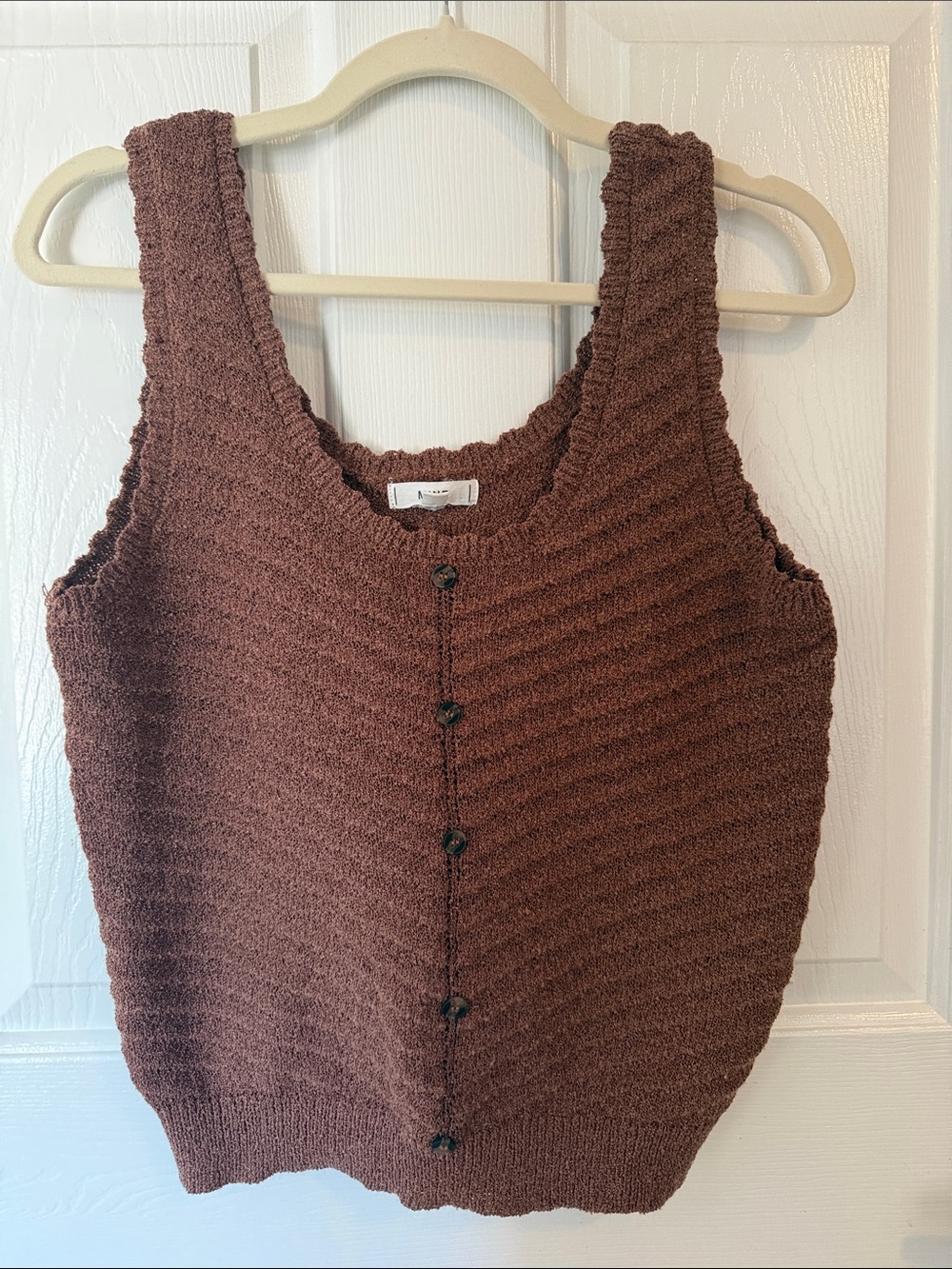 mine Brown Textured Knit Button-Front Tank